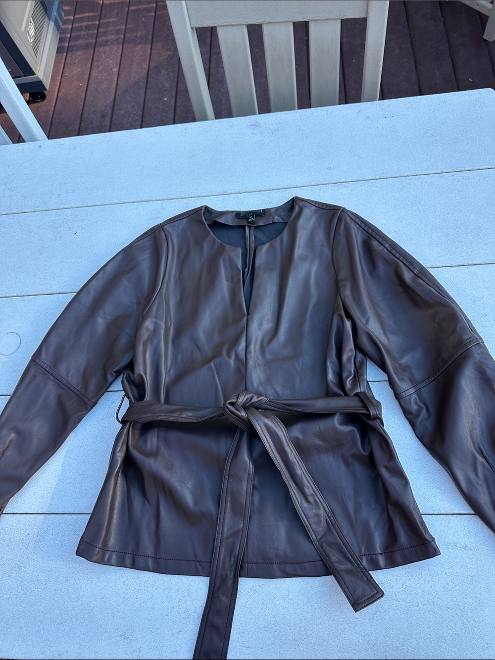 Women's Banana Republic M Brown faux Leather Tie-Waist top